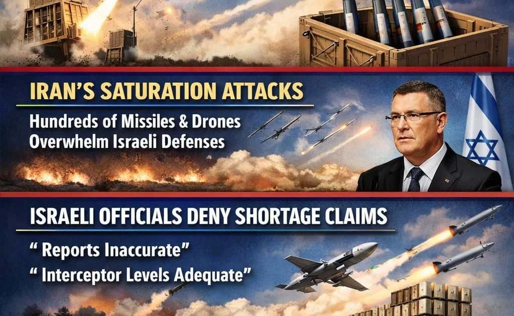 اسرائیل کا دفاعی نظام انٹرسیپٹر میزائلوں کے ذریعے فضا میں میزائل کو تباہ کرتے ہوئے