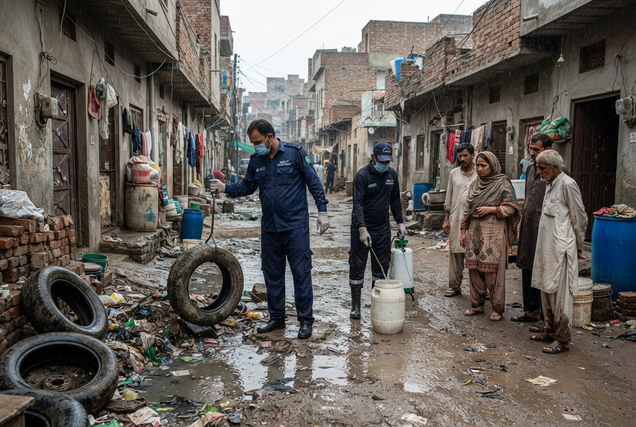 پاکستان میں ڈینگی سے بچاؤ کے لیے مچھر کی افزائش گاہوں کی صفائی