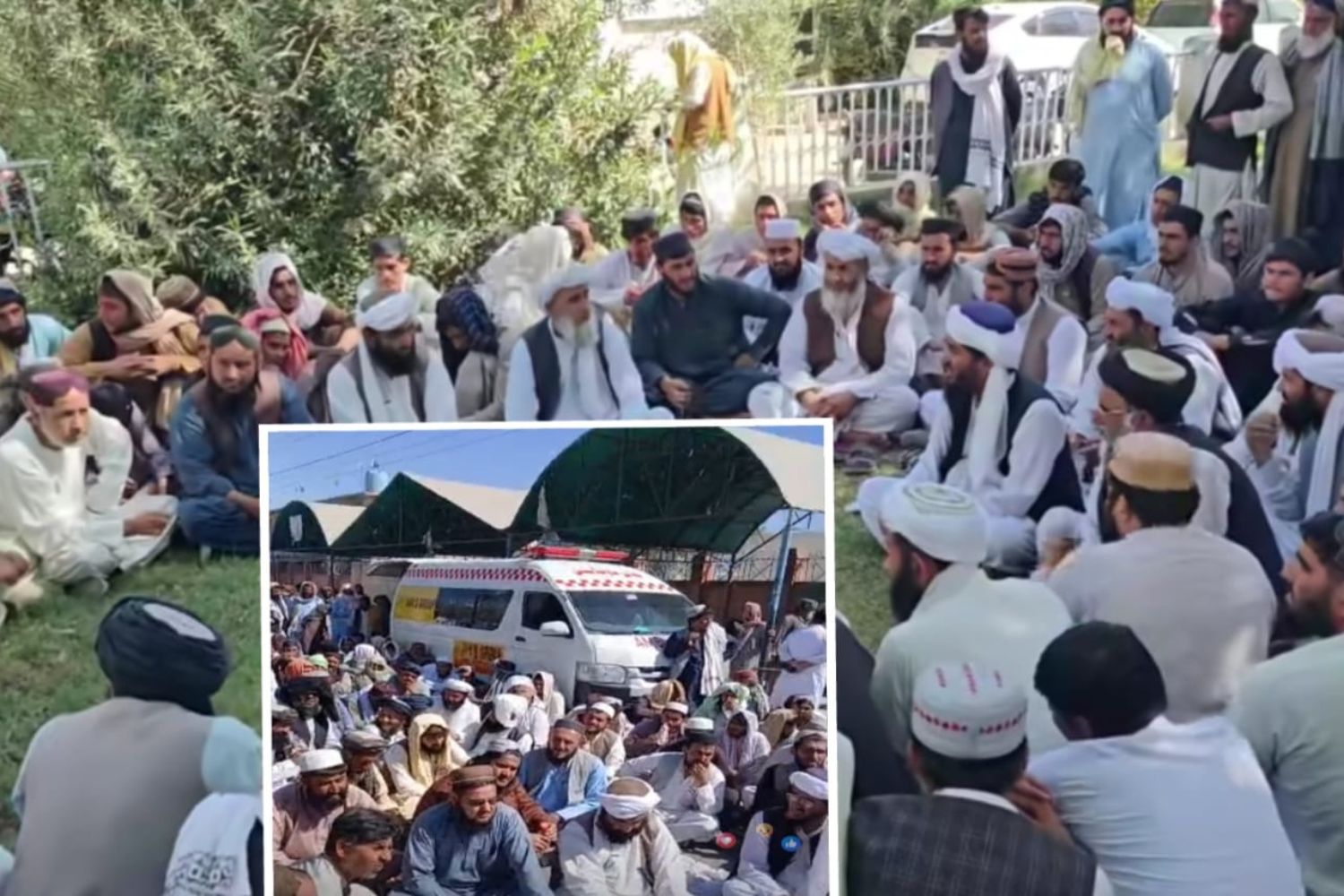 احسان اللہ کی شہادت کے بعد جے یو آئی اور جے ٹی آئی کارکنان کا ڈپٹی کمشنر کمپلیکس کے سامنے دھرنا