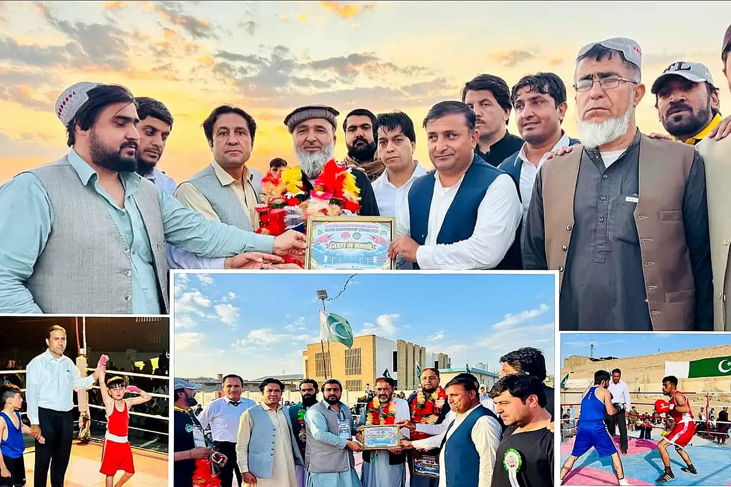 چمن میں کوژک مہران باکسنگ چیمپئن شپ کے دوران رنگ میں مقابلہ کرتے باکسرز